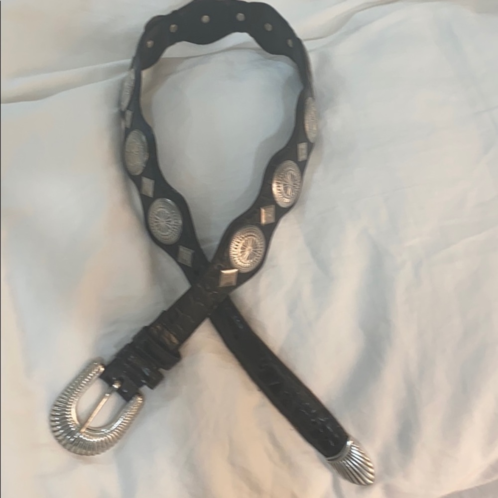 Cole Haan black and silver leather belt size 75
